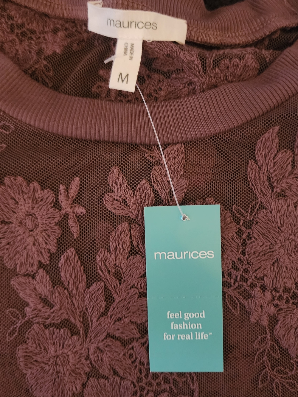 Maurices Lace Floral Crewneck Top. NWT - Picture 2 of 3